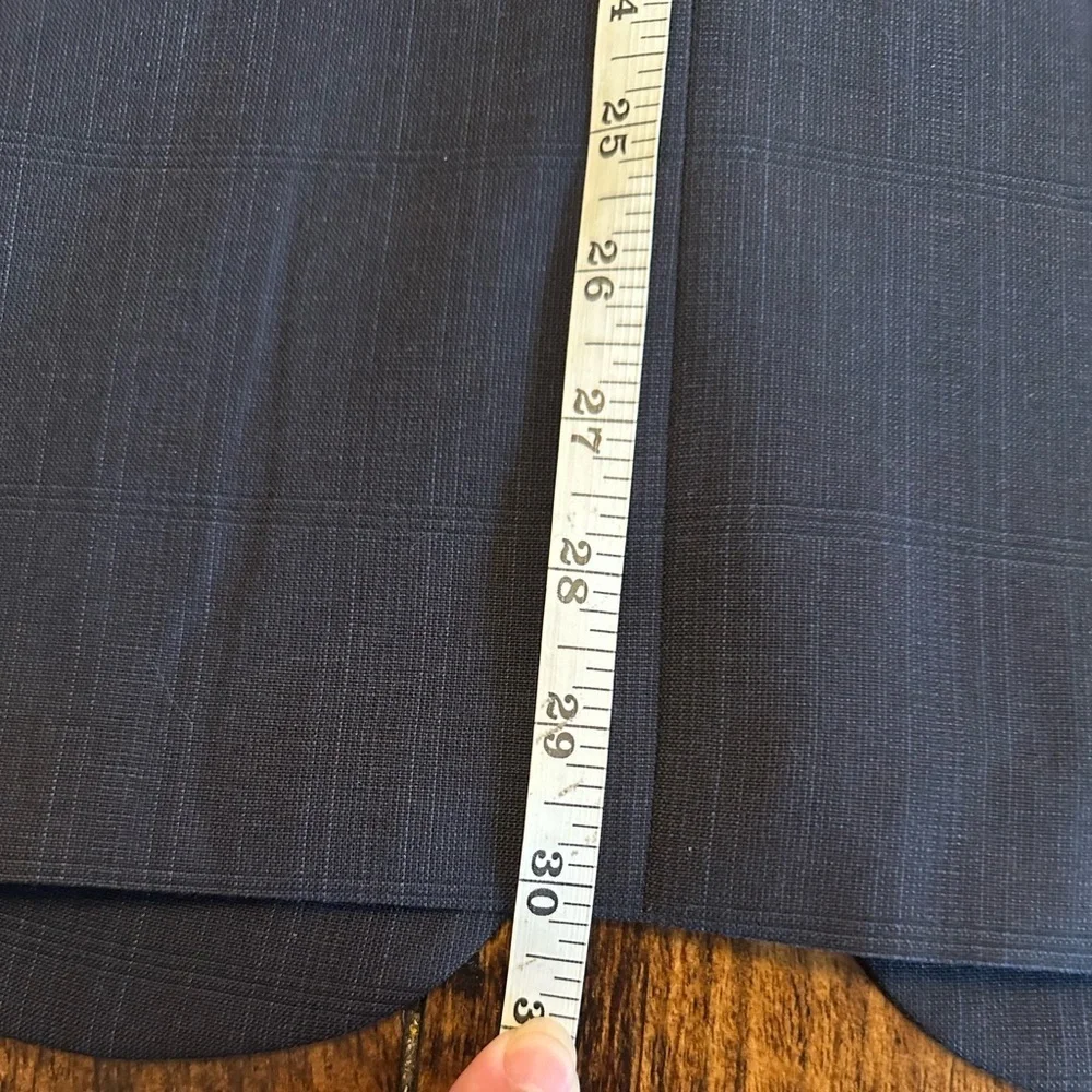 Christian Dior | Vintage Tonal Plaid Navy Blue Wool 2-pc Suit, Jacket Size 46R
